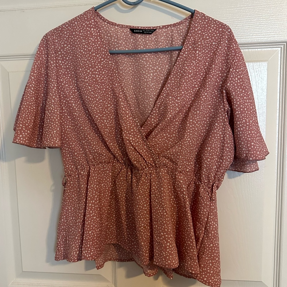 Blush pink peplum blouse